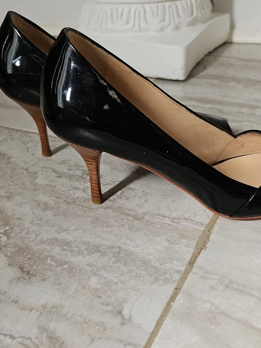 Vintage Giuseppe Zanotti Black Patent Leather Kitten Heel Pumps EU 36​